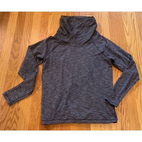 70- LULULEMON HEALTHY HEART GRAY YOGA HIGH NECK SHRT TOP SWEATSHIRT SZ M - Picture 2 of 7
